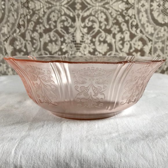 American Sweetheart Pink Depression Glass Berry Bowl Set 7 Pieces - Picture 2 of 12